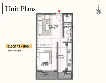 2 BHK Floor Plan